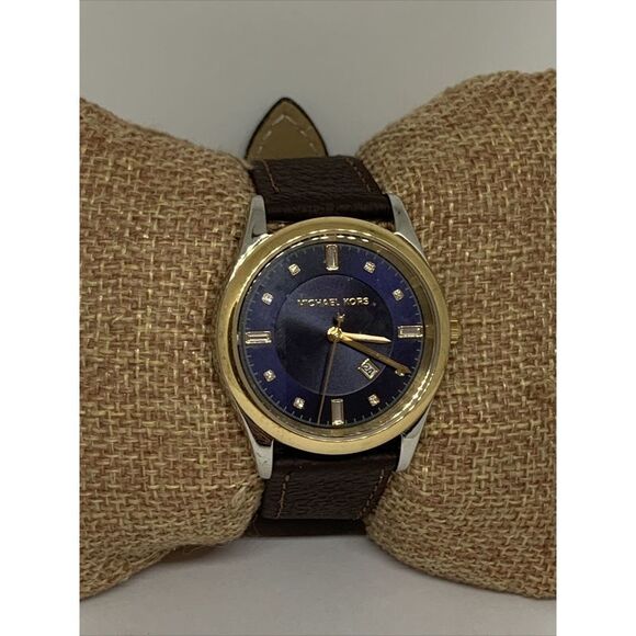 Michael Kors MK6337 Women Brown Leather Analog Dial Quartz Genuine Watch WFH184 - Picture 1 of 11